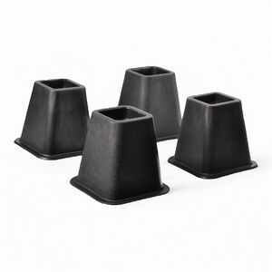 Bed Furniture Risers 5" To 6" Heavy Duty Stackable Dorm Bed Lifts 4 Pack Black